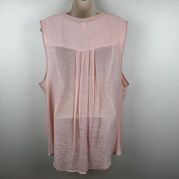 NEW Torrid Harper Blouse Top Blush Slub Sleeveless Pullover Semi Sheer Size 1X - Picture 6 of 12